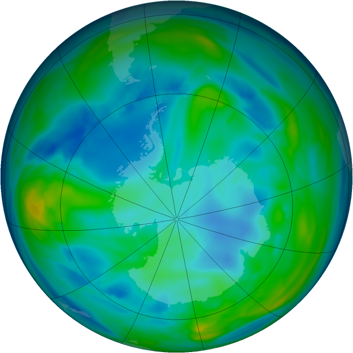 Antarctic ozone map for 29 July 2006